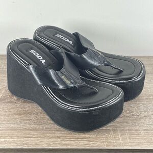 Y2K Soda Platform Flip Flops Wedge Thong Sandals - Size 6
